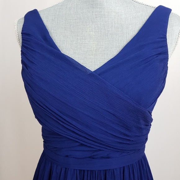 J.Crew Heidi Blue Silk Chiffon Dress Size 6 - Picture 2 of 8